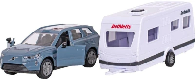 Kids globe Traffic auto Volvo EX90 set s karavanem zpětný chod kov