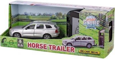 KIDS GLOBE Traffic auto Volvo EX90 set s přívěsem a koněm PB kov
