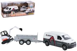 Kids globe Traffic auto VW Transporter set s bagrem a přívěsem PB kov