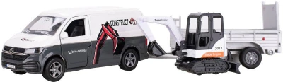 Kids globe Traffic auto VW Transporter set s bagrem a přívěsem PB kov