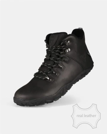 KILPI BARE LEATHER HIGH-U Černá unisex outdoorová barefoot obuv