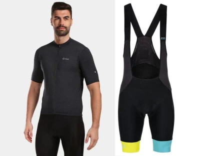 KILPI CAVALET-M Černý cyklistický dres + Kilpi MURIA-M modré cyklistické kraťasy KILPI CAVALET-M Černý cyklistický dres + Kilpi MURIA-M modré cyklistické kraťasy