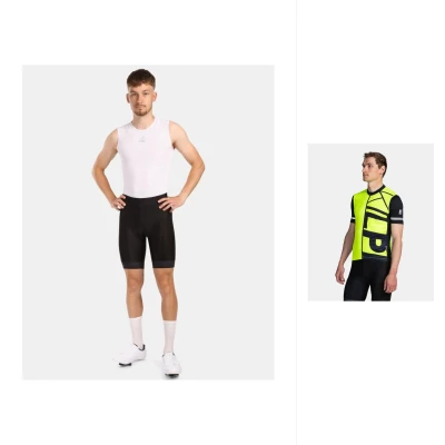 KILPI CAVALET-M Žlutý cyklistický dres + KILPI PRESSURE-M Černé cyklistické šortky