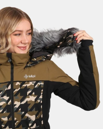 KILPI CLAIR-W Khaki dámská lyžařská bunda