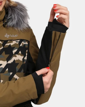 KILPI CLAIR-W Khaki dámská lyžařská bunda