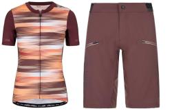 Kilpi MOATE-W tmavě červený cyklistický dres + Kilpi TRACKEE-W tmavě červené cyklistické kraťasy Kilpi MOATE-W tmavě červený cyklistický dres + Kilpi TRACKEE-W tmavě červené cyklistické kraťasy