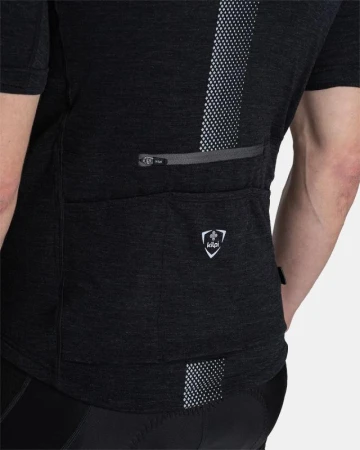 Kilpi PETRANA-M tmavě šedý merino cyklistický dres + KILPI PRESSURE-M Černé cyklistické šortky