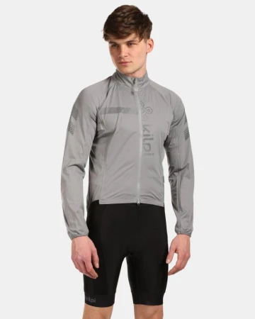 KILPI RAINAR-M Světle šedá pánská cyklistická bunda POUZE 3XL (VÝPRODEJ)