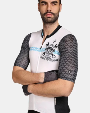 KILPI RIVAL-M Bílý cyklistický dres + KILPI PRESSURE-M Černé cyklistické šortky