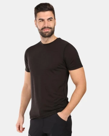KILPI SLOPER-M Čierne pánske tričko z merino vlny