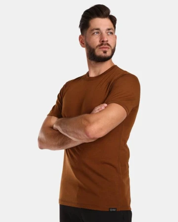 KILPI SLOPER-M Hnědé pánské tričko z merino vlny