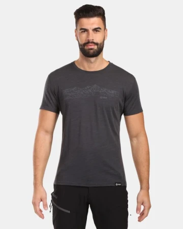 KILPI SLOPER-M Tmavě šedé pánské tričko z MERINO WOOL KILPI SLOPER-M Tmavě šedé pánské tričko z MERINO WOOL
