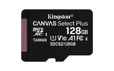 Kingston 128GB microSDXC CANVAS Plus Memory Card 150MB/s Read, UHS-I Speed Class, U1, V10, A1 - bez adaptéru