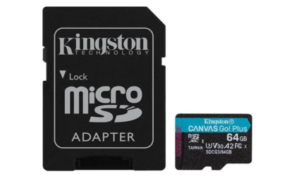Kingston 64GB microSDXC Canvas Go Plus Gen4 200MB/s A2 U3 V30 Card + Adapter Kingston 64GB microSDXC Canvas Go Plus Gen4 200MB/s A2 U3 V30 Card + Adapter