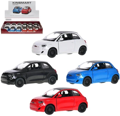Kinsmart Auto model 1:28 FIAT 500e kov zpětný chod 12cm 4 barvy Kinsmart Auto model 1:28 FIAT 500e kov zpětný chod 12cm 4 barvy