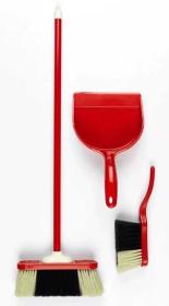 Klein Uklízecí set červený smeták 2ks + lopatka malá uklízečka plast