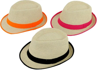 Klobouk letní slaměný unisex slamák s barevnou stužkou 3 barvy Klobouk letní slaměný unisex slamák s barevnou stužkou 3 barvy