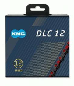 Kmc řetěz DLC 12 červeno/černý v krabičce 126 čl.