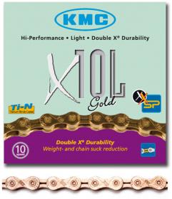 Kmc řetěz X-10 Extra Light zlatý v krabičce