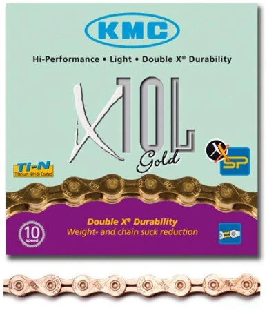 Kmc řetěz X-10 Extra Light zlatý v krabičce