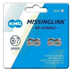 Kmc spojka řetězu 7-8 speed EPT Silver 7,1mm, blistr 2 ks