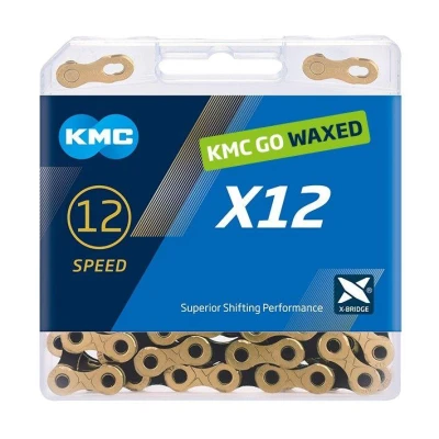 Kmc X12 černo/zlatý Waxed BOX řetěz Kmc X12 černo/zlatý Waxed BOX řetěz