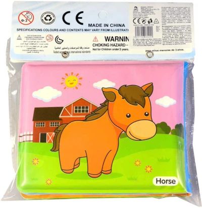 Knížečka plastová do vody 12x10cm zvířátka farma do vany