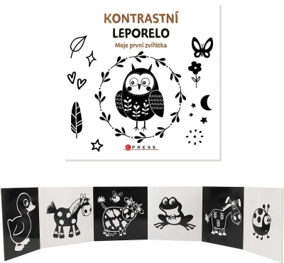 Knížka baby kontrastní leporelo zvířátka pro miminko