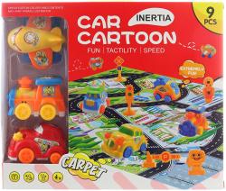 Koberec hrací město + 3 dopravní prostředky na setrvačník s doplňky Koberec hrací město + 3 dopravní prostředky na setrvačník s doplňky