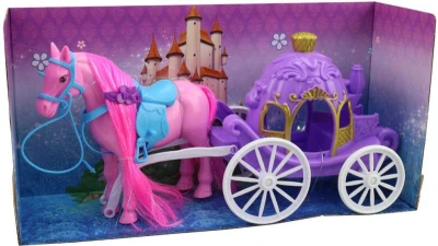 Kočár pro princeznu herní set s koněm 34cm 2 barvy plast