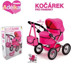 Kočárek Adélka hluboký růžový pro panenku miminko do 42cm