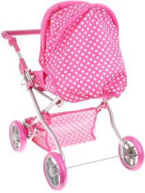 Kočárek pro panenku miminko růžový hluboký s taškou 3v1 puntíky