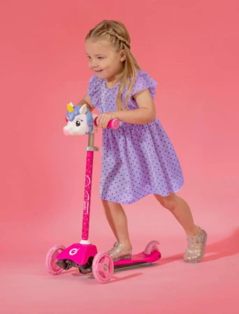 Koloběžka baby dětská Jednorožec LED kolečka na baterie Světlo