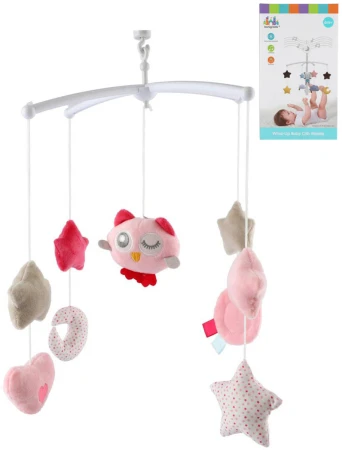Kolotoč baby sovička závěsný hrací strojek nad postýlku pro miminko