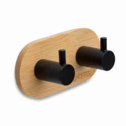 Konighoffer Věšák 9x4,5x3,5cm 2 háčky samolepící bambus/kov.ČER