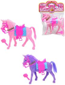 Koník fliškový jednorožec 17cm set s náhrdelníkem a doplňky 2 barvy flíska Koník fliškový jednorožec 17cm set s náhrdelníkem a doplňky 2 barvy flíska