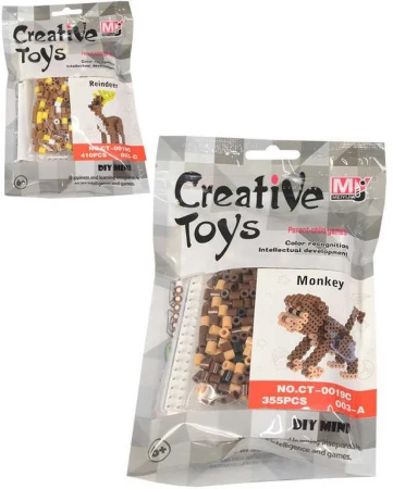 Korálky barevné mozaika 3D objekty zvířátka set s doplňky 6 druhů v sáčku Korálky barevné mozaika 3D objekty zvířátka set s doplňky 6 druhů v sáčku