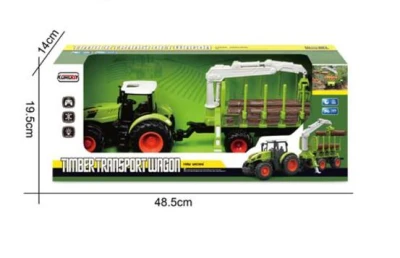 Korody RC Traktor 2,4 Ghz s vozíkem na dřevo, světla, zvuk 1:24