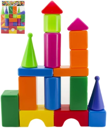 Kostky baby velké stavební soft měkká barevná stavebnice set 18ks plast
