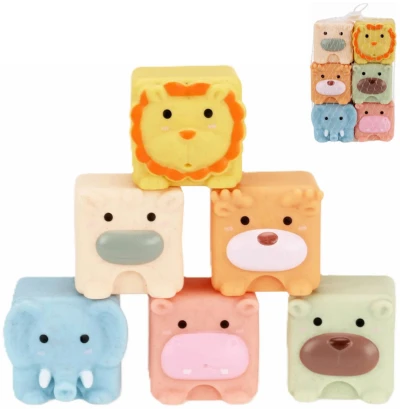 Kostky soft měkké baby zvířátka pískací do vody set 6ks pro miminko