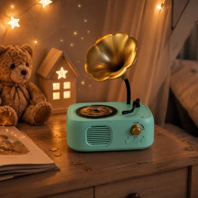 Kouzelný gramofon vypráví pohádky na baterie Světlo Zvuk CZ REC USB