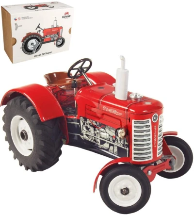 Kovap Traktor Zetor 50 Super model 1:25 červený plechový na klíček kov 0385 Kovap Traktor Zetor 50 Super model 1:25 červený plechový na klíček kov 0385
