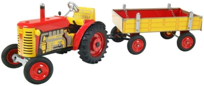 Kovap Traktor Zetor retro model 1:25 plechový Červený na klíček Kov 0395 Kovap Traktor Zetor retro model 1:25 plechový Červený na klíček Kov 0395