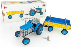 Kovap Traktor Zetor retro model 1:25 plechový Modrý na klíček Kov 0395