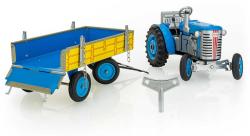 Kovap Traktor Zetor retro model 1:25 plechový Modrý na klíček Kov 0395