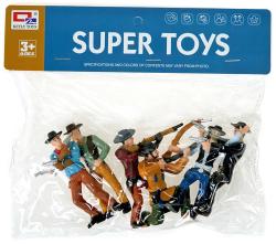 Kovbojové se zbraněmi plastové akční figurky 9cm set 6ks v sáčku