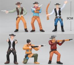Kovbojové se zbraněmi plastové akční figurky 9cm set 6ks v sáčku