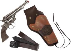 Kovbojský set revolver dětský kovový na kapsle 12 ran s pouzdrem a opaskem