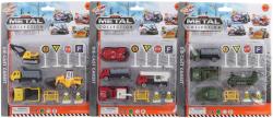 Kovová auta 4ks herní set s dopravními značkami 3 druhy