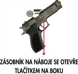 Kovová pistole serie 023 na kapslíkové kotoučky antracit s pouzdrem